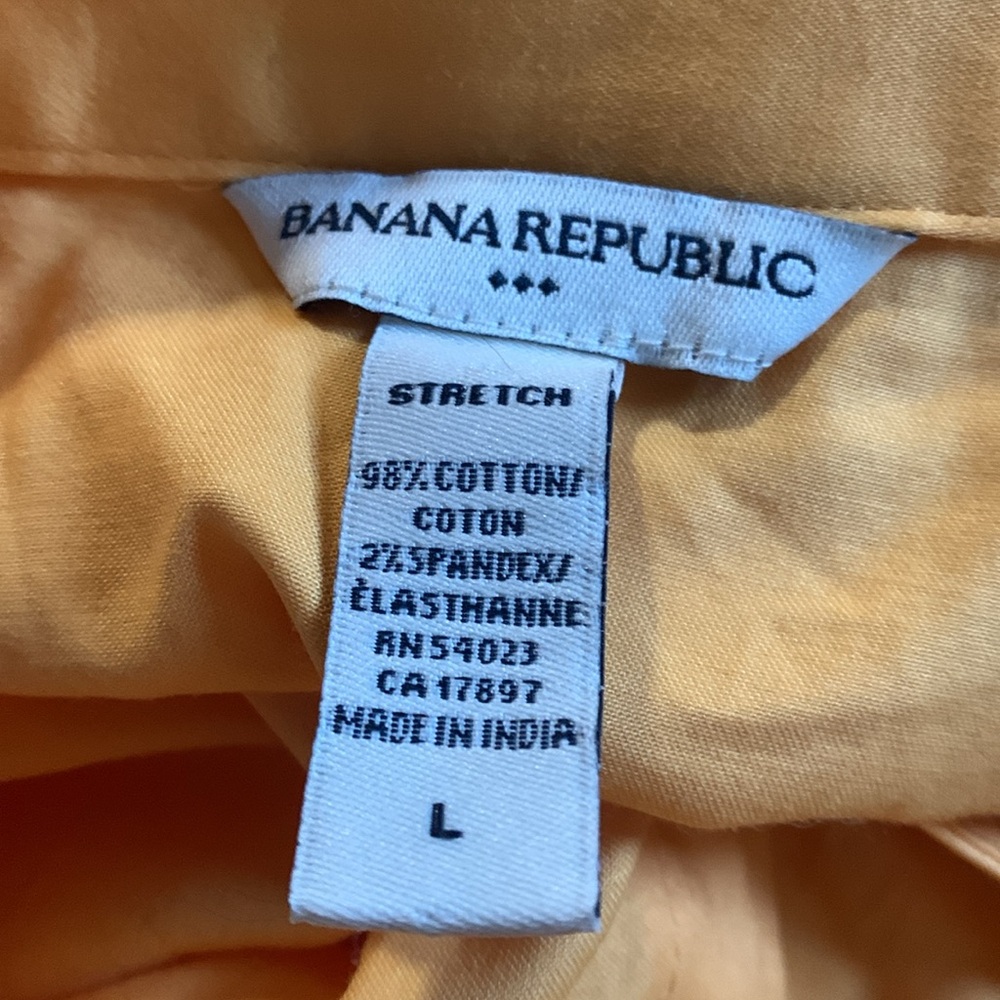 🪻 BANANA REPUBLIC Yellow Button-Up Tailored Shirt Preppy Summer Minimalist Large - Picture 5 of 5